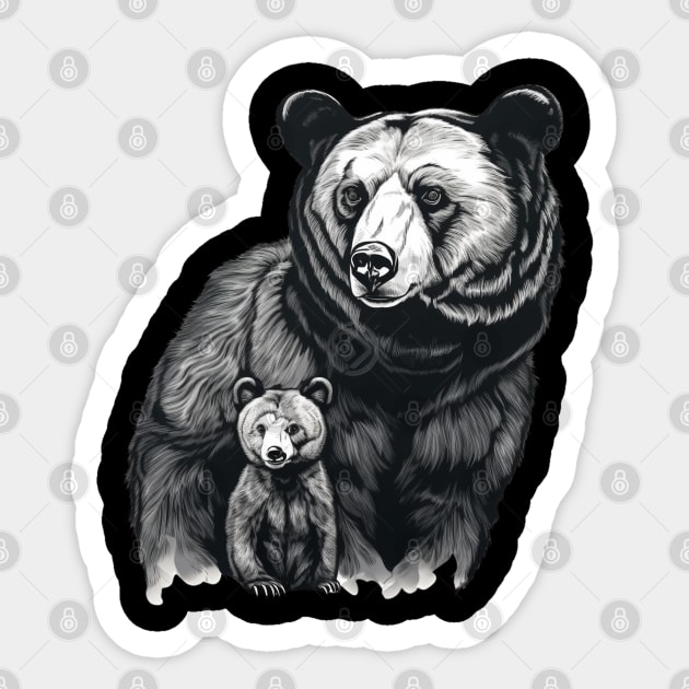 Mama Bear And Baby Sticker by Merchweaver